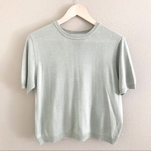 Pistachio 100% Silk Crew Neck Top